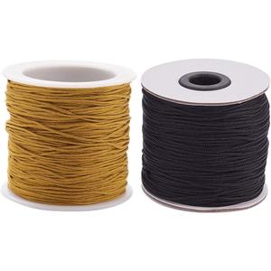 PH PandaHall 1.5mm 200 Yards Nylon Beading String Blind Cord Nylon Braided Lift Shade Cord Replacement String Kumihimo Macrame Chinese Knotting Thread for Windows Roman Rollers Repair Camel & Black