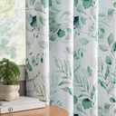 100% Blackout Curtains 84 Inches Long for Bedroom, Sage Green Floral Printed Curtains for Living Room Darkening Thermal Insulated Watercolor Patterned Drapes, Grommet Window Curtains 2 Panels