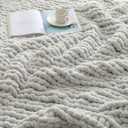 bearberry Chunky Knit Throw Blanket 50x60in Jumbo Chenille Light-Grey