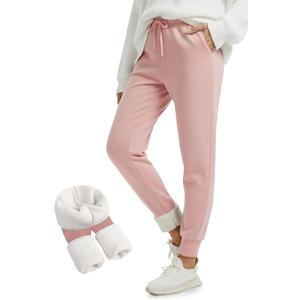 FULLSOFT Thick Fleece Lined Sweatpants for Women-Thermal Warm Athletic Joggers with Pockets Lounge Pants for Running Winter (Medium, Pink)