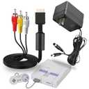 AC Power Supply + Audio Video RCA AV Cable Adapter Cord To External TV Screen Monitor For Super Nintendo SNES Nes Genesis 1 Systems Game Console Bundle Set