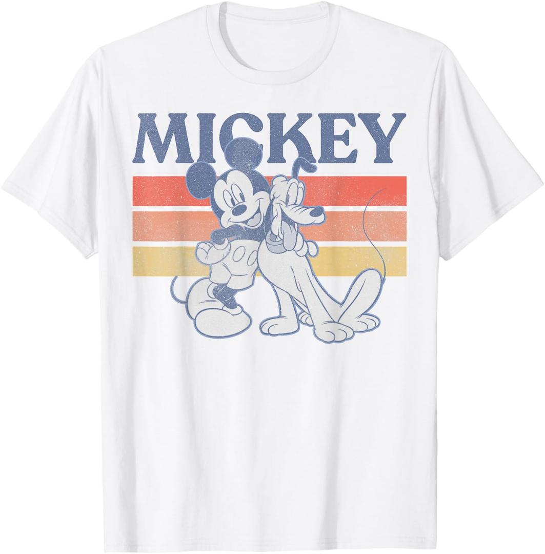Disney Mickey and Friends Mickey and Pluto Retro Line T-Shirt, Small