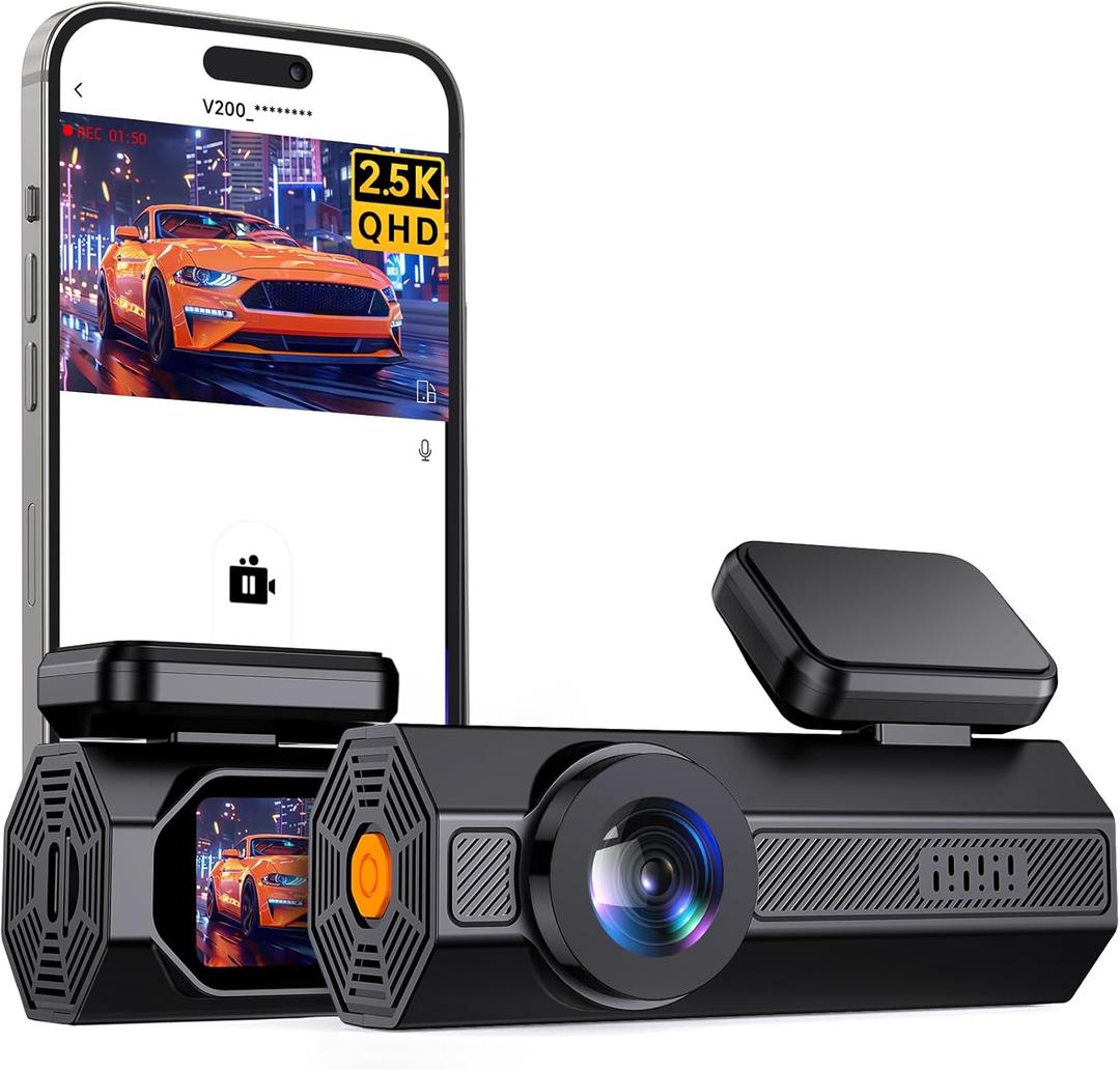2.5K Car Dash Cam, VEEMENT Dash Camera for Cars, 1440P Car Dash Camera with APP, WiFi Dash Cams with WDR Night Vision, 24/7 Parking Monitor Dashcam, 160°Wide, G-Sensor, Mini Dash Cam