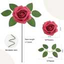Artificial Flowers 50PCS Burgundy Roses Real Looking Foam Fake Roses with Leaves and for DIY Wedding Bouquets Bridal Shower Centerpieces Party Decorations (Burgundy)