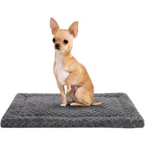 Washable Dog Bed Mat Reversible Dog Crate Pad Soft Fluffy Pet Kennel Beds Dog Sleeping Mattress for Large Jumbo Medium Small Dogs, 24 x18 Inch, Gray 