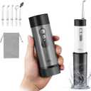 YaFex Water Dental Flosser Teeth Pick - Cordless Portable Oral Irrigator Rechargeable Collapsible Mini Irrigation Cleaner, 4 Modes, with DIY, IPX7 Waterproof Travel Floss for Teeth Cleaning (Black)