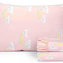Salt Earth 100% Cotton 210TC Kids Bedsheet, Twin Sheets Set for Toddler Bed, 3 Piece Bedding Set Including Flat Sheet, Fitted Sheet, and Pillowcase, Themed Cute Sheets for Playful Kids Bed(Rainbow)