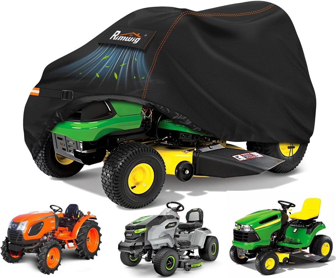Outdoors Riding Lawn Mower Cover,Garden Tractor Cover Fits Decks up to 54" ,Lawn Tractor Cover Fit with Air Vents and Elastic Straps(Riding-72"L x 54"W x 46"H)