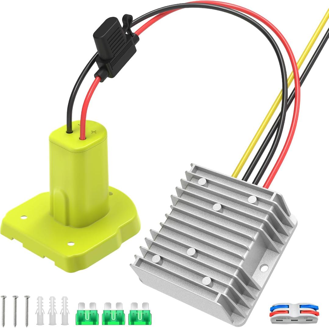 18V to 12V Step-Down Converter Compatible with Ryobi 18V Battery, 240W 12V/20A DC Buck Converter for Power Wheel Battery Adapter with 30A Fuse