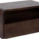 Kate and Laurel Kato Modern Mango Wood Floating Side Table with Drawer, 18 x 10 x 9, Dark Brown, Contemporary Wooden Floating Nightstand for Bedroom Bedside Table or Living Room Wall Storage