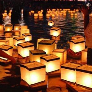 20 Pack Square Chinese Lanterns Wishing, Praying, Floating, River Paper Candle Light