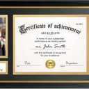 Yaetm 11x22 Diploma Frame with Tassel Holder for 8.5x11 Certificate Document & 4x6 Photo with High Definition Glass, Black Mat Over Gold Acid-free Mat, Black Graduation Frame 2026
