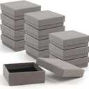 Coobbar Gift Box Necklace Earring Ring Box Gift Box,12 Pieces Square Cardboard Jewelry Gift Boxes,Cotton Filled Cardboard Paper Jewelry Box Gift Case (3.5x3.5x1.25 Inches) (Gray)