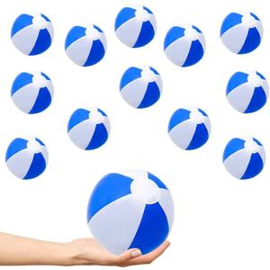 Inflatable Beach Balls Design for Swimming Pool Party Favor, Birthday Parties, Summer Fun Toy (12-Pack, Blue & White 12")
