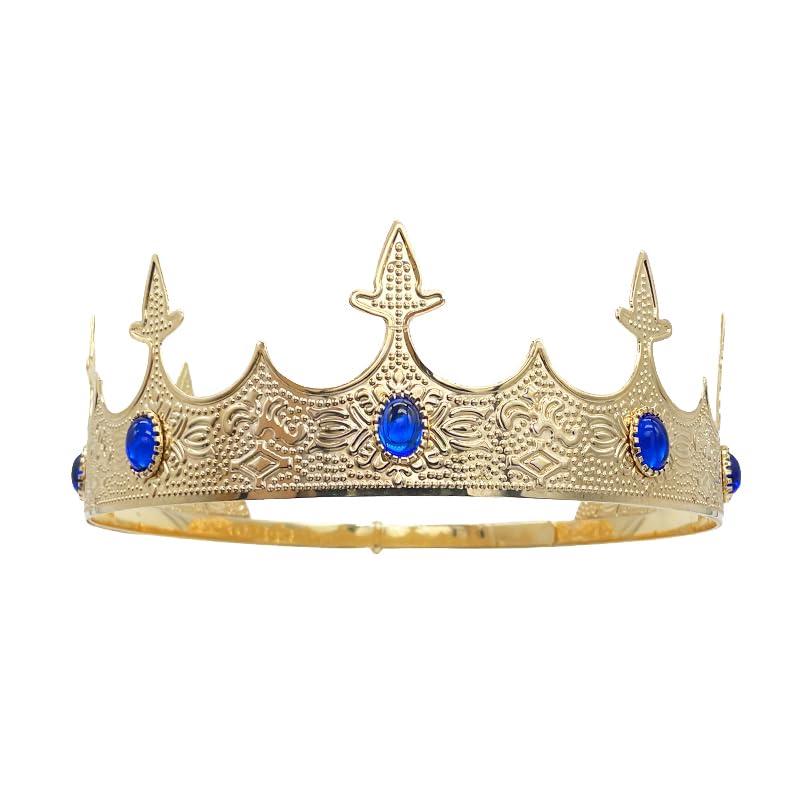 King Crowns Metal Hair Band for Men Gold Crowns and Tiara for Theme Birthday Party Costume Accessories