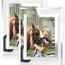 5x7 Picture Frames - 2 Pack Glass Photo Frame for Tabletop/Desktop Display, Horizontal/Vertical Orientation, Silver Finish