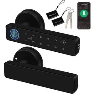 Smart Door Lock 5-in-1 Door Handle Electronic Keypad Supports Password APP IC Card Fingerprint Key Biometric Digital Smart Door Lock Suitable for Home Office and Apartment