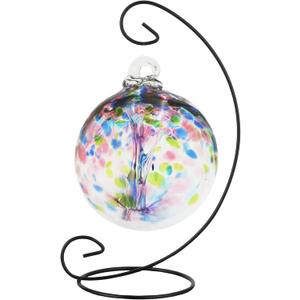 Dale Tiffany AC23211-D6 Rainbow Tree of Life Hand Blown Art Glass Ornament Witch Globe Gazing Ball, Hope, 6" Diameter with Stand