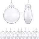 Patelai 24 Pcs Plastic Flat Disc Ornaments for Crafts 3.15" DIY Fillable Hanging Ornament Christmas Tree Ball for DIY Crafts Holiday Xmas Tree Home Decor (Sliver,Oblate Spheroid)