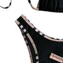 SOLY HUX 3 Piece Swimsuit for Women Checked Pattern Triangle Thong Swimwear Bathing Suit (Black, S)