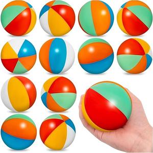 Mini Beach Stress Balls, 9Pcs Rainbow Relief Stress Ball, Swimming Pool Game Toy Foam PU Balls for Hawaiian Beach Birthday Party Favor