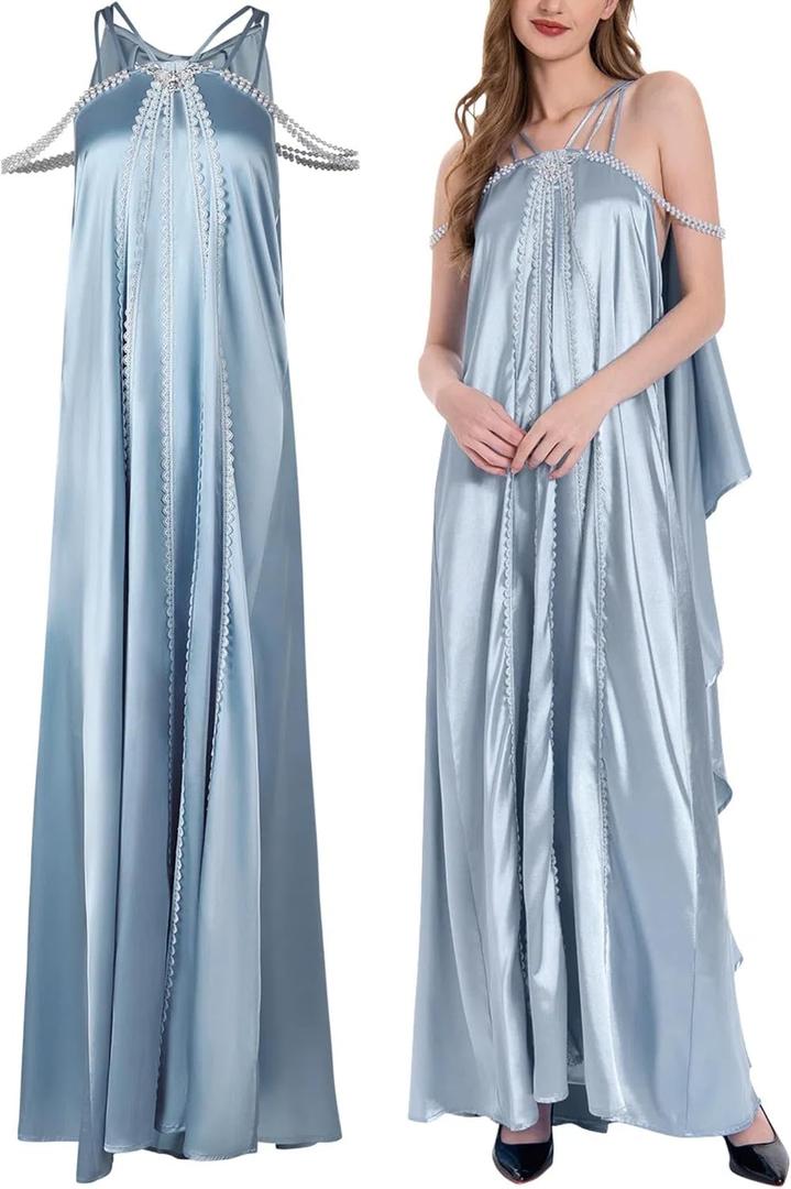 Princess Costume Dress Women Outfits Queen Knight Nightdress Adult Cosplay Costumes (XX-Large, Blue)