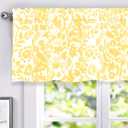 DriftAway Julia Watercolor Blooming Flower Floral Lined Thermal Insulated Window Curtain Valance Rod Pocket 52 Inch by 18 Inch Plus 2 Inch Header Yellow 1 Pack