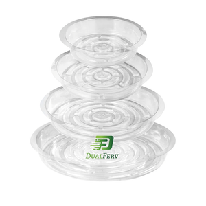 HQAUT 8 10 12 14 Inch Clear Plant Saucer, 8 Pack Durable Plastic Water Catcher Trays for Flower Pots, Plant Drip Trays for Indoor Outdoor Plants