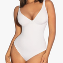 FeelinGirl Shapewear Bodysuits for Women Tummy Control Body Suits Deep V Neck Thong Body Shaper, Size L