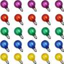 20 Pack G40 LED Multicolor Christmas Replacement Light Bulbs, 1 Watt E12/C7 Candelabra Base Plastic Shatterproof LED Globe Edison Bulbs for Indoor Outdoor Patio String Lights, Frosted Colored