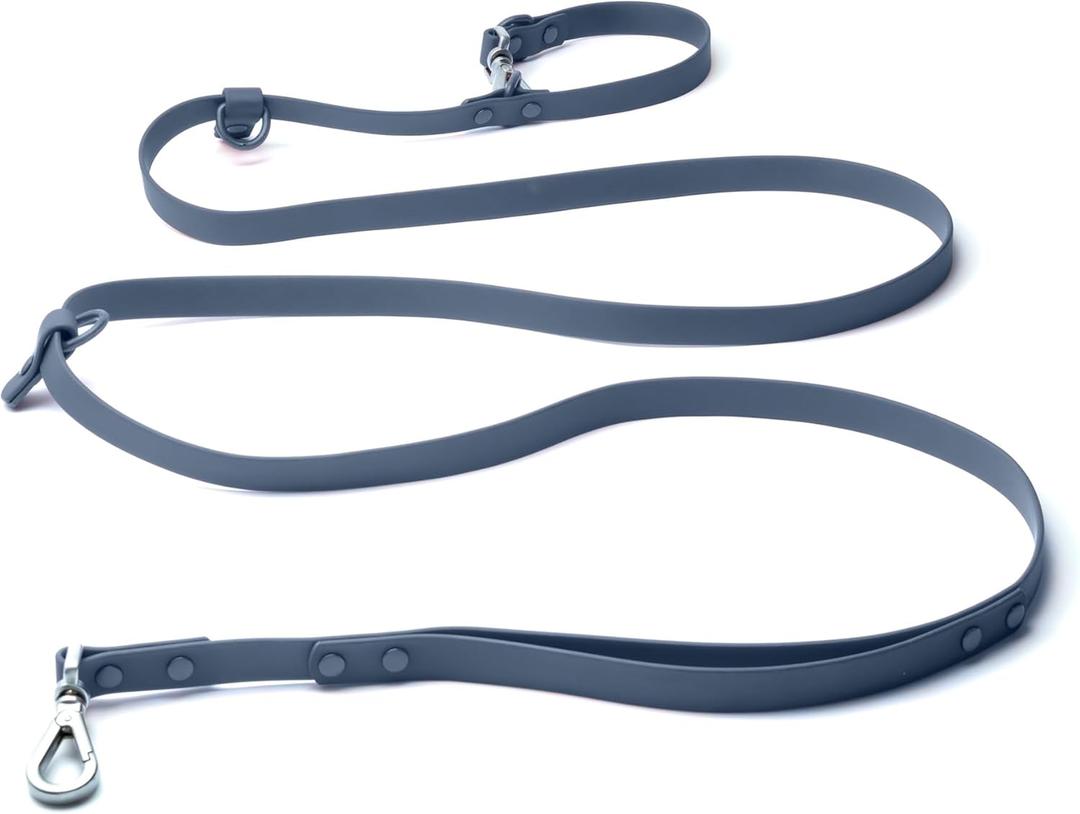 Heavy Duty Hands Free Dog Leash for Medium to Large Dogs for Comfortable Running, Jogging Walking | Dual D-Rings | Soft Padded Traffic Handle | Both Ends 360 Rotating Carabiners (Leash Length 7.7 ft) (Navy)
