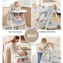 Baby High Chair, Foldable Convertible High Chair for Babies & Toddlers, Adjustable Height & Recline with Removable Double Tray, PU Cushion, Storage Basket, Easy to Clean, Gray
