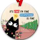 2 x Funny Black Cat Christmas Ornament It's Fine I'm Fine Everything is Fine Ornament, Christmas Holiday Decor - Humorous Xmas Tree Hanging, Xmas Gift Ideas for Cat Lovers, Friends, Family