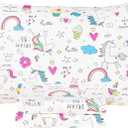 Scientific Sleep Unicorn Like Doughnut Rainbow Cake Popcorn 100% Cotton Cozy Twin Bed Sheet Set, Flat Sheet & Fitted Sheet & Pillowcase Kids Boys Girls Bedding Set