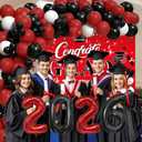 Red and Black Graduation Party Decorations 2026 - Graduation Balloon Arch Kit With Red Black Graduation Balloons, Congrats Grad Backdrop, 2026 Foil Balloons For High College School Gradua tion Decor