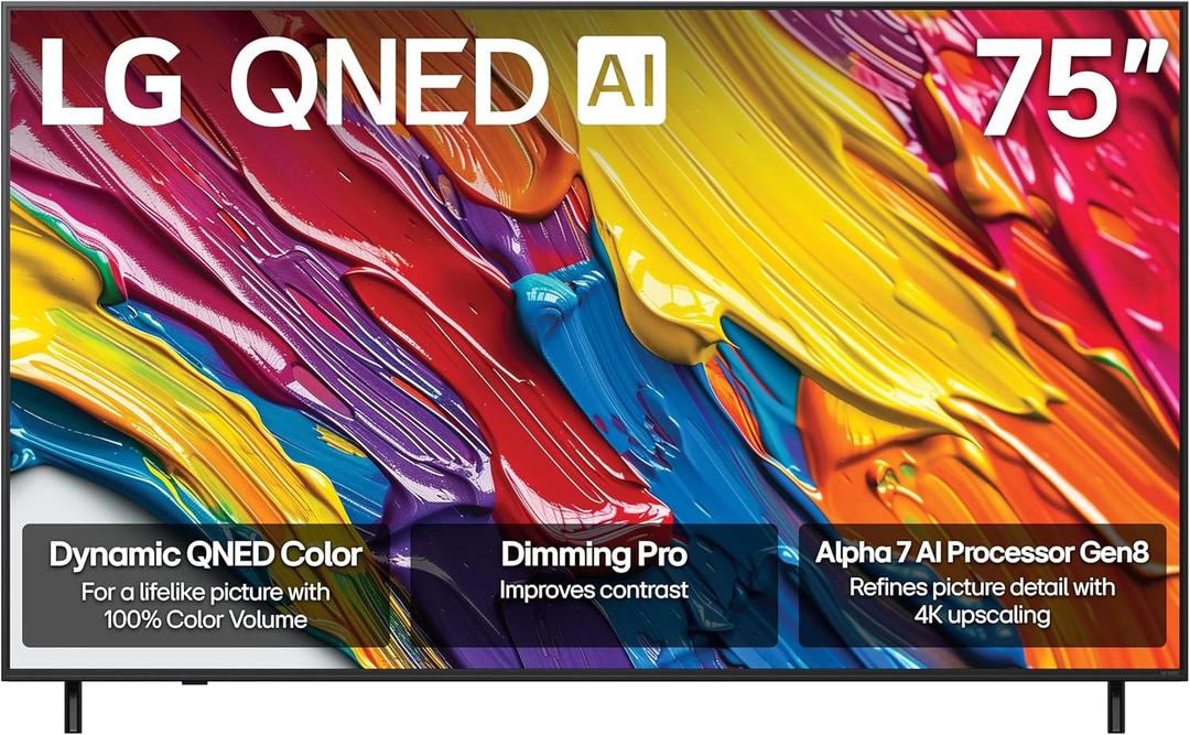 LG 75-Inch Class QNED AI 4K QNED82A Series Smart TV w/AI Sound, HDR10, 4K Super Upscaling, Filmmaker Mode, Wow Orchestra, Alexa Built-in (75QNED82AUA, 2025)