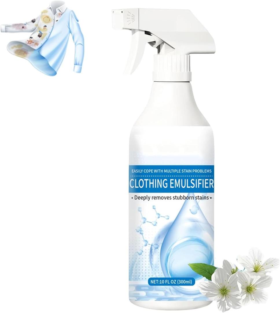 300ML Cleanse Natural Clothing Emulsifier, Non Ionic Emulsifier Clothing Cleaner, Powerful Stain Remover Clothes Dry Clean Spray, No Damage Fabric Spot