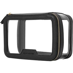 ROWNYEON Clear Makeup Case Toiletry Bag Multipurpose Travel Makeup Train Case Portable Cosmetic Organizer Transparent Storage Bag (Black)