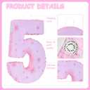 Pink Number 5 Piata with Pinata Stick & Blindfold for Kids Girls Boys 5th Birthday Party Decorations Carnival Games with Hair Claw Clip Gift (Number 5)