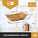 300 x Disposable Paper Food Trays 2lb, 300 Pack Bulk Brown Paper Boats - Heavy Duty Serving Trays for Fries, Tacos, Popcorn, Hot Dogs - Great for QSR Managers, Busy Families, Events