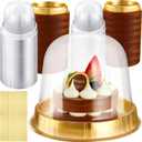 Mimorou Individual Cupcake Boxes Clear Plastic Cupcake Containers Disposable Single Holder with Lid Tall Cake Carrier 5.3 Inch Diameter 4.3 Inch Height with Stickers for Wedding(Gold,200 Pcs)