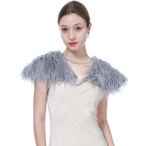 LA CARRIE Viking Queen Faux Fur Collar Shawl Shoulder Wrap Medieval Warm Cape for Women LARP Halloween Costume Accessory (Grey)