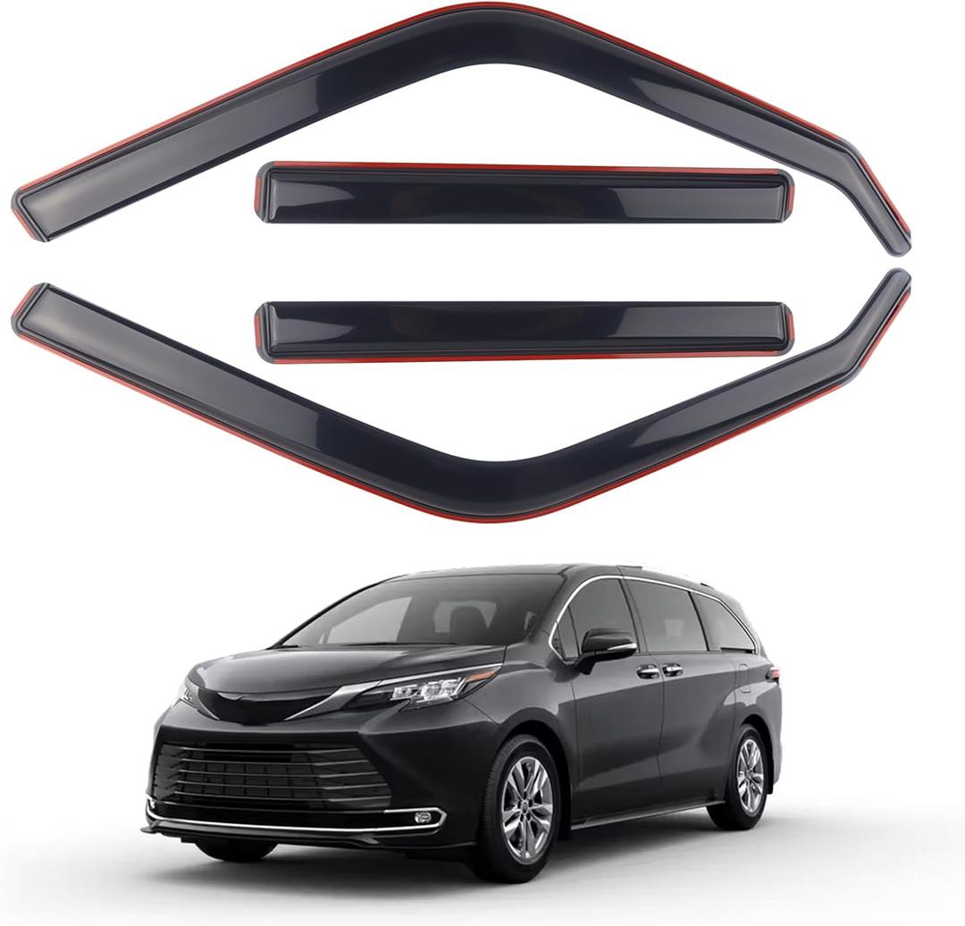 4 Pieces in-Channel Extra Durable Rain Guards Fit for 2021-2025 Toyota Sienna LE XLE XSE Limited Platinum,Window Deflectors,Window Visors (Smoke Black)
