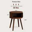 ZttRiee Side Table with Sliding Door & Cabinet, End Table for Living Room, Night Stand for Bedroom, Modern Bedside Table with Solid Wood Legs, Walnut, 15.74 inches x 15.74 inches x 20.47 inches
