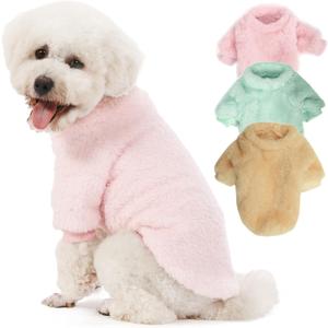 Dog Sweater, 3 Pack Dog Sweaters for Small Dogs, Dog Clothes for Small Dogs Girl Boy, Ultra Soft and Warm Puppy Sweatshirt Pet Coat for Winter Christmas (S, Lt Pink+Lt Green+Lt Yellow)