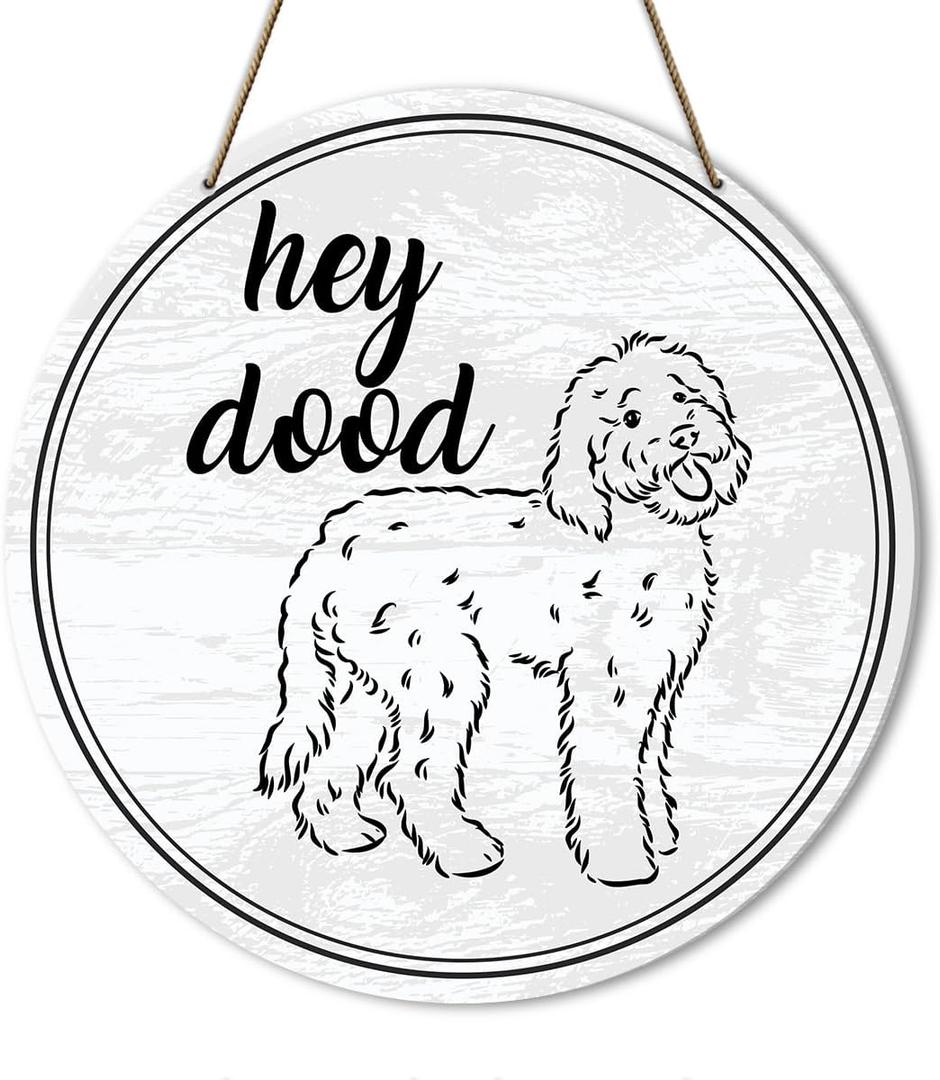 Welcome Decor Sign, Farmhouse Welcome Sign for Home Front Door Porch Patio, Sunflower Welcome Home Decor for Outside, Housewarming Hanging Decorations, Wooden Hanging Wall Decor, Hey Dood