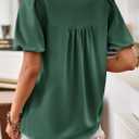 Womens Summer Tops Lantern Short Sleeve V Neck Blouses Dressy Casual Loose Fit Button Down Shirt for Women (Green, XL)