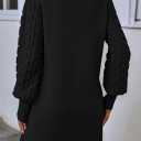 HUUSA Winter Dresses for Women 2025 Fall Puff Long Sleeve Sweaters Loose Mock Neck Outfits Sexy Mini Dress Going Out (Gray, S)