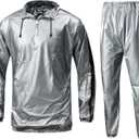 MulYeeh Sauna Suit Sweat Suit Gym Fitness Workout Anti-Rip Lightweight Upgrade Materials Plus Size Suit for Men Women (Small, Silver)