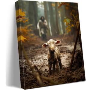 Religious Wall Decor For Prayer Room Christian Wall Art For Christmas Decorations Indoor Jesus And Lamb Canvas Wall Prints Jesus Running After Lost Lamb Picture For Home Decor Baptism Gifts For Boys-Girl Serenity Prayer Wall Art Christian Gifts For Women,Christians,Pastor,Teachers A-333 (12"X15")